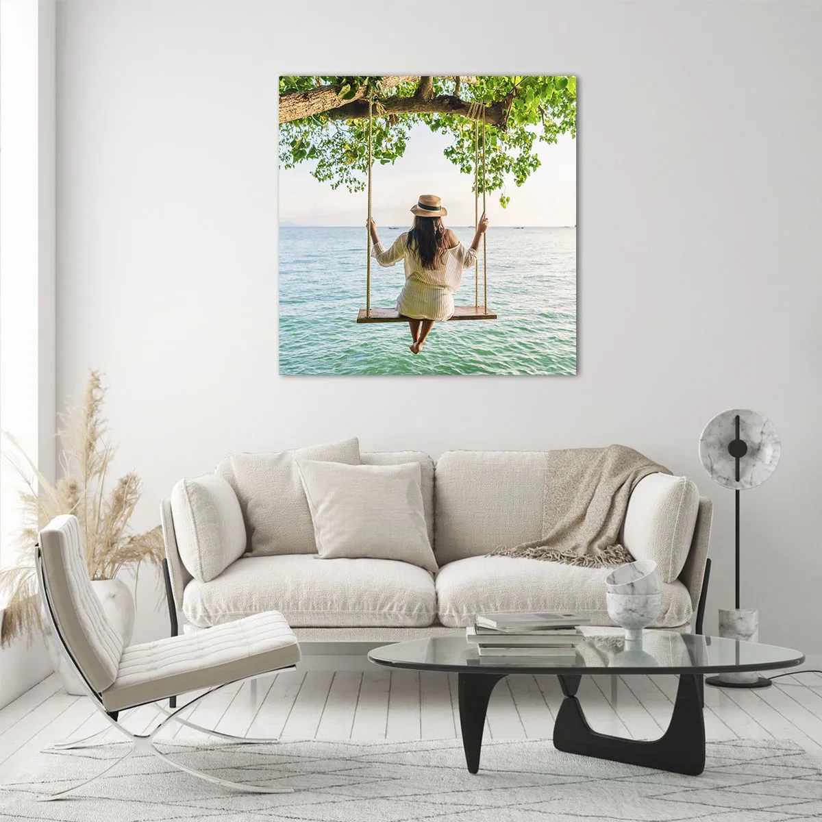 Glastavla - Bild på glas - Livet är vackert - 70x70 cm