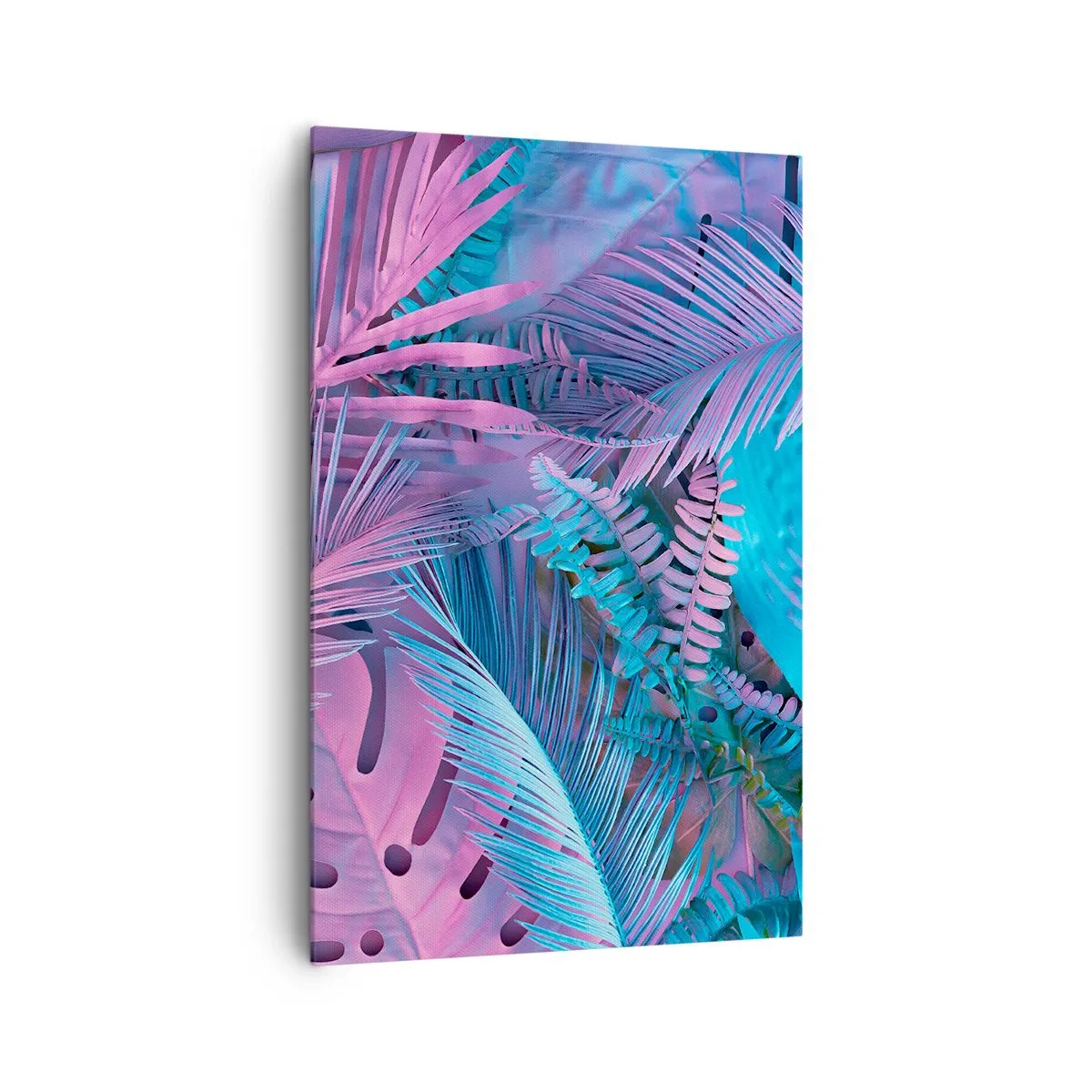 Canvastavla - Bild på duk - Tropiken i rosa och blått - 80x120 cm