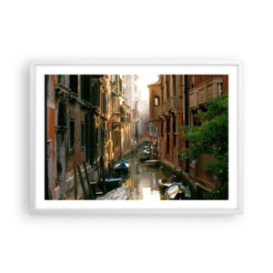 Affisch i vit ram - På en gränd i Venedig - 70x50 cm