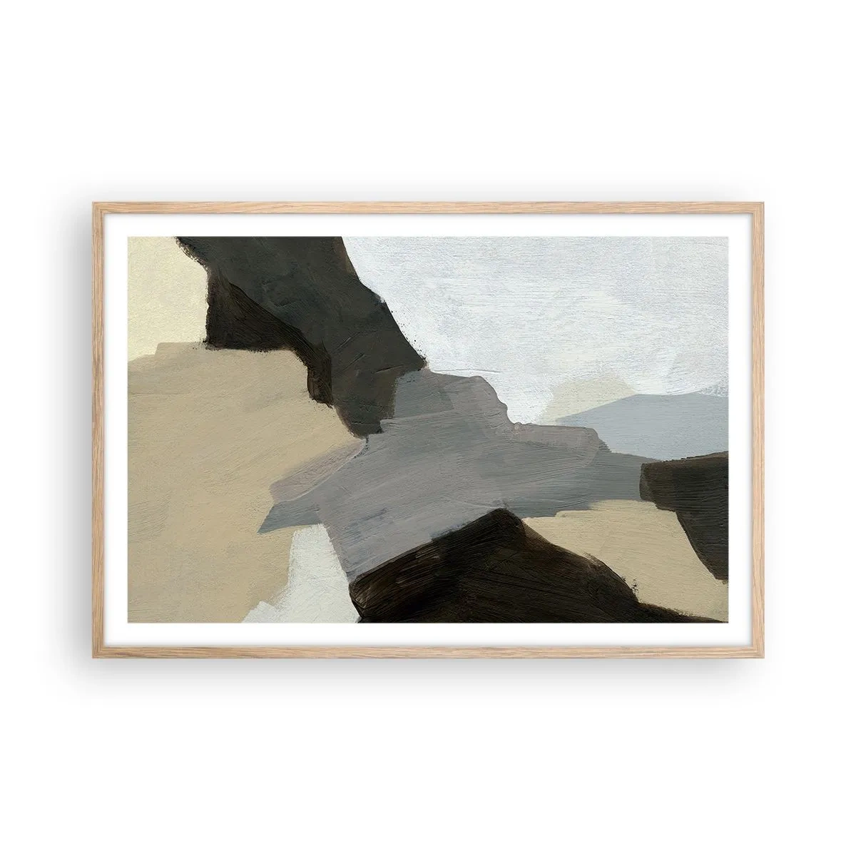 Affisch i ram av ljusek - Abstraktion: avgrening av det gråa - 91x61 cm