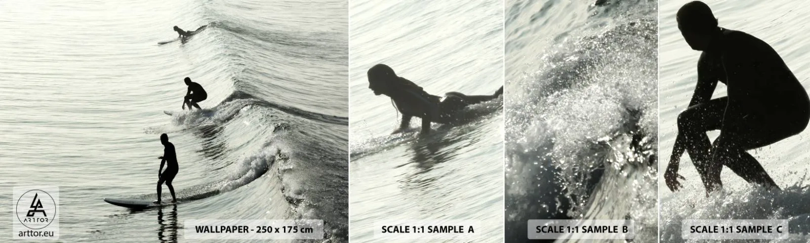 Fototapet Prov Standard Eco - Att möta vågen - Surfing, Sport, Hav - 100x30 cm