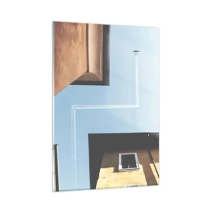 Glastavla - Bild på glas - Ovanför stadens labyrint - 50x70 cm