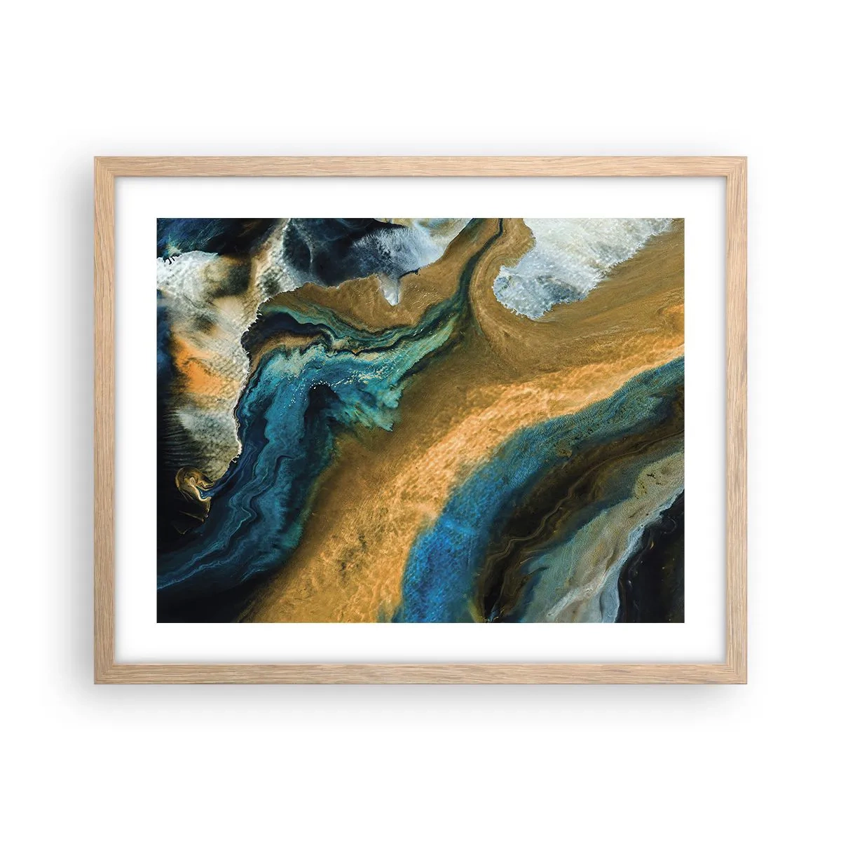 Affisch i ram av ljusek - Blå – gul – ömsesidiga influenser - 50x40 cm