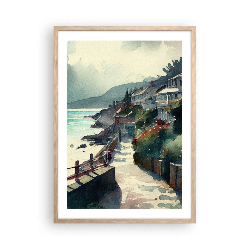 Affisch i ram av ljusek - Medelhavsstad - 50x70 cm