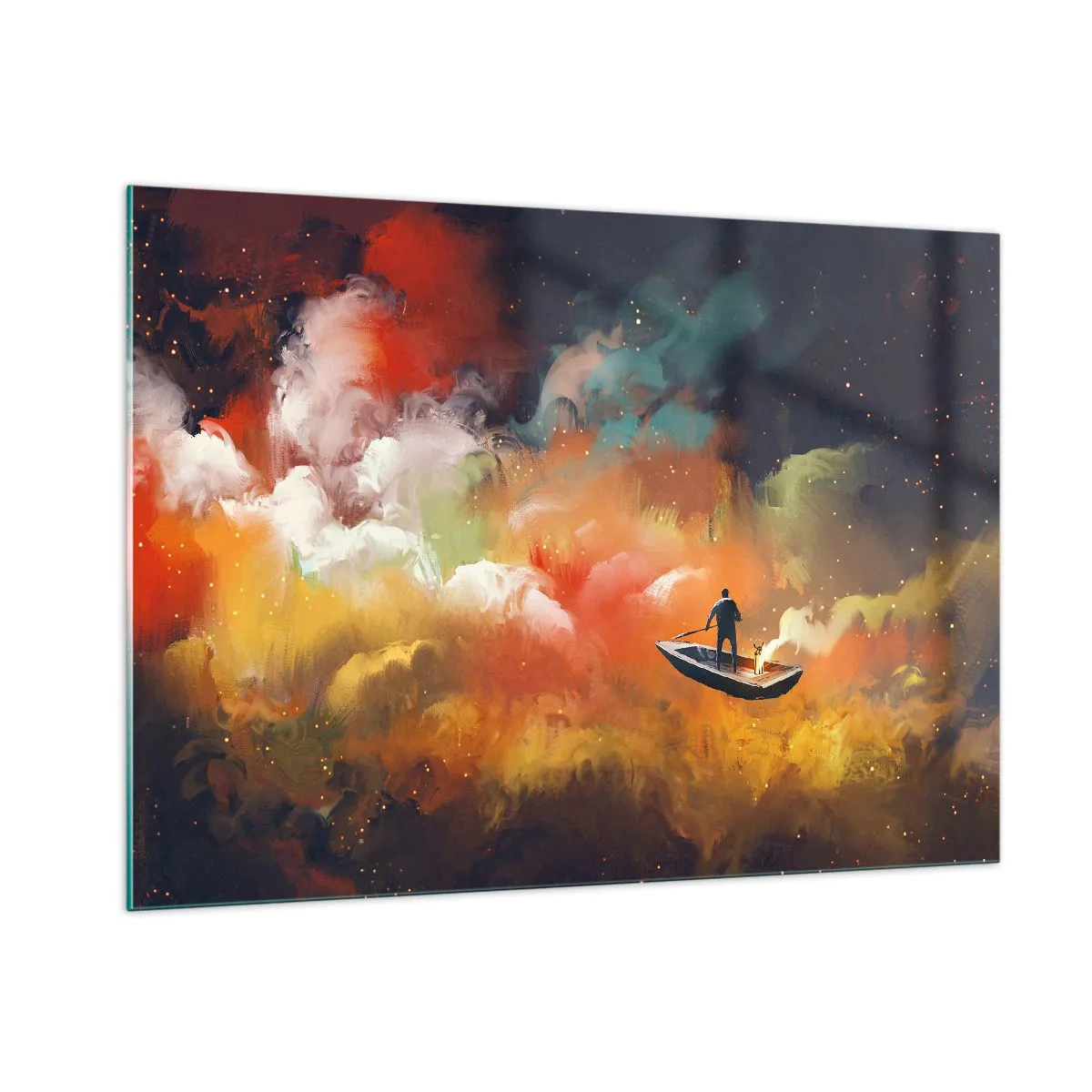 Glastavla - Bild på glas - I båten genom galaxen - 100x70 cm