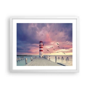 Affisch i vit ram - Dags att bege sig till hamnen - 50x40 cm