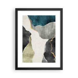 Affisch i svart ram - Mosaikkomposition med en guldtråd - 30x40 cm