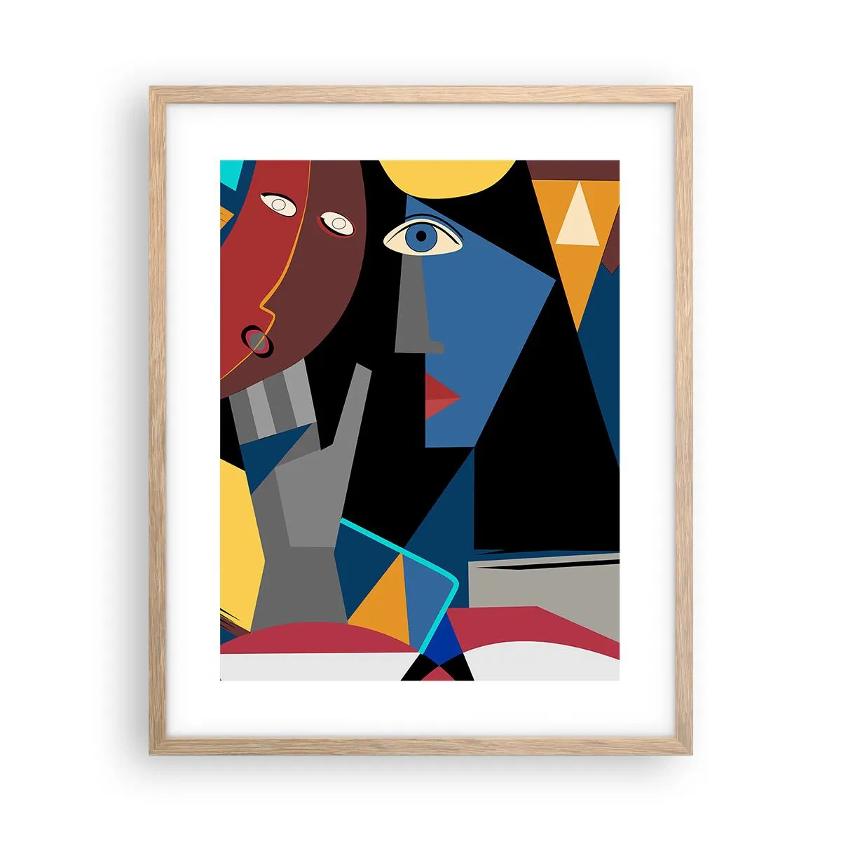 Affisch i ram av ljusek - Kubistiskt samtal - 40x50 cm