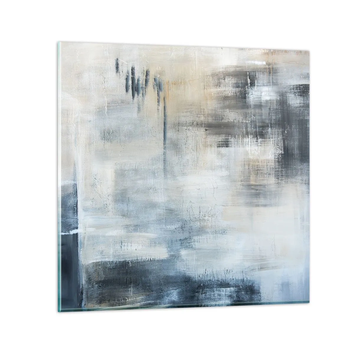 Glastavla - Bild på glas - Bakom en blå slöja - 40x40 cm