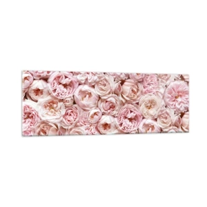 Glastavla - Bild på glas - Strödd med rosor - 90x30 cm