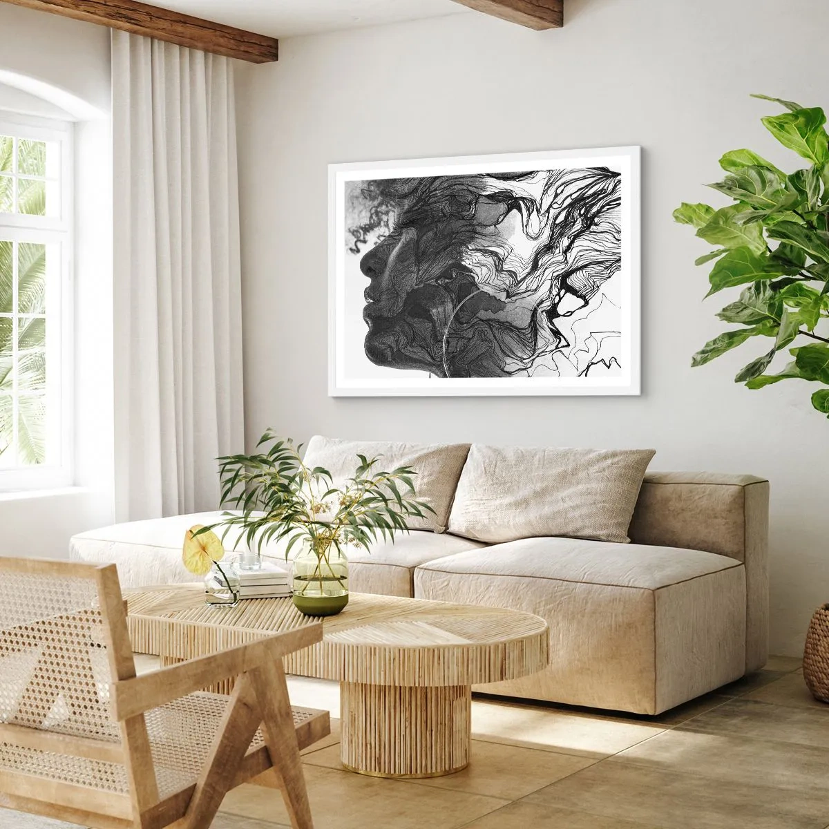 Affisch i vit ram - Tilltrasslad i drömmarna - 100x70 cm