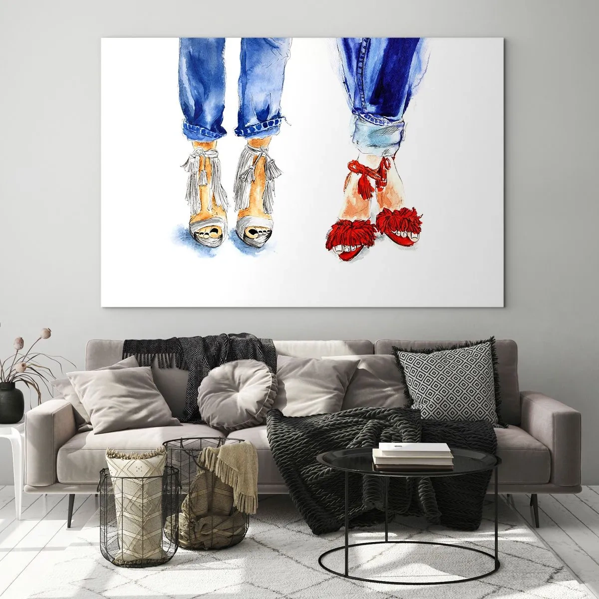 Glastavla - Bild på glas - Kanske går vi ut på promenad? - 70x50 cm