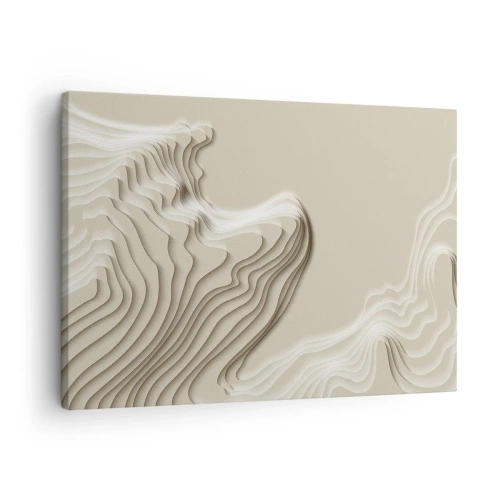 Canvastavla - Bild på duk - Ett abstrakt mönster i beige nyanser med en linjär effekt. - 70x50cm - Konstens topografi - Modern väggdekoration för vardagsrum och sovrum ARTTOR