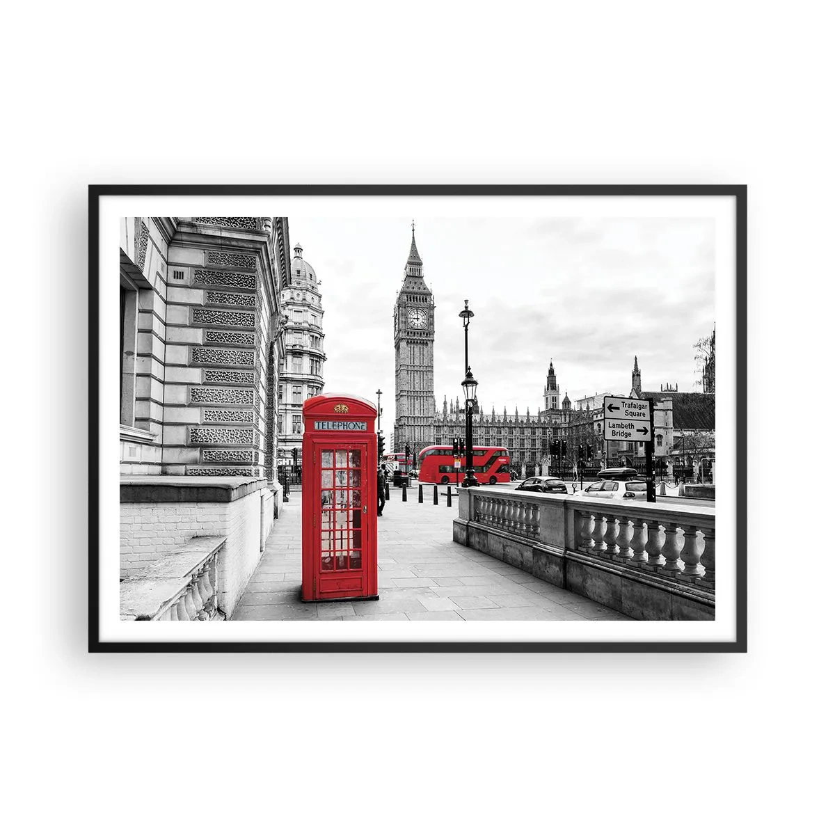 Affisch i svart ram - London utan tvekan - 100x70 cm