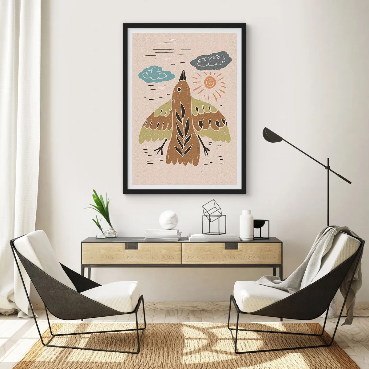 Affisch i svart ram - Glädjefylld flygning - 40x50 cm