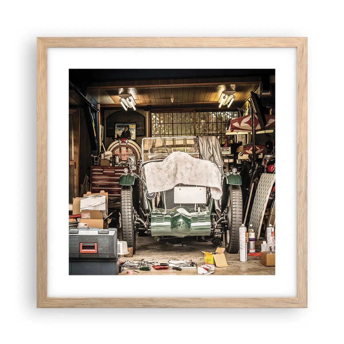 Affisch i ram av ljusek - Tillbaka till det förflutna - 40x40 cm