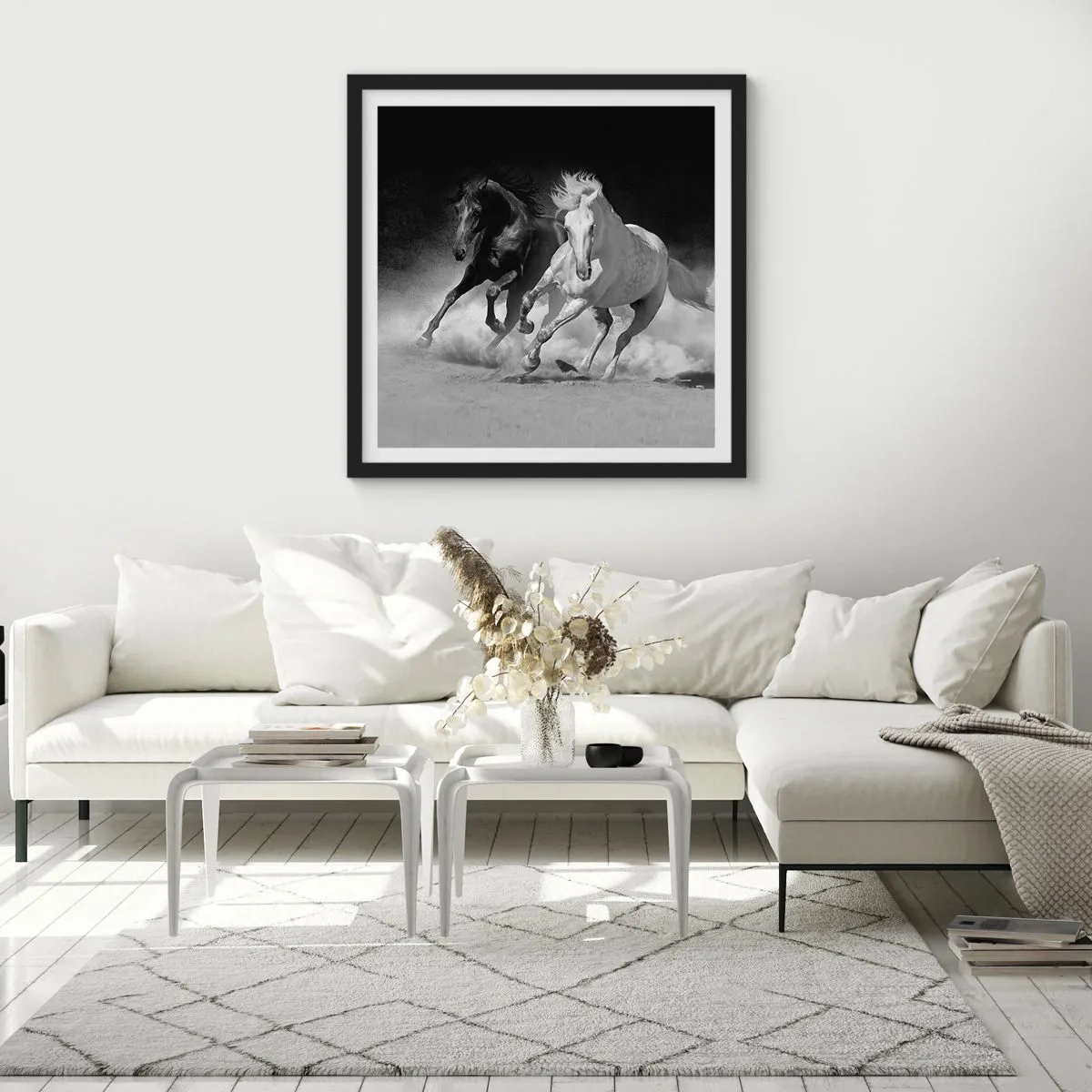 Affisch i svart ram - Frihetens galopp - 30x30 cm