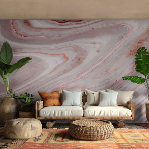 Fototapet Standard Eco - Flytande rosa - Abstraktion, Bit, Modernt mönster - 250x175 cm