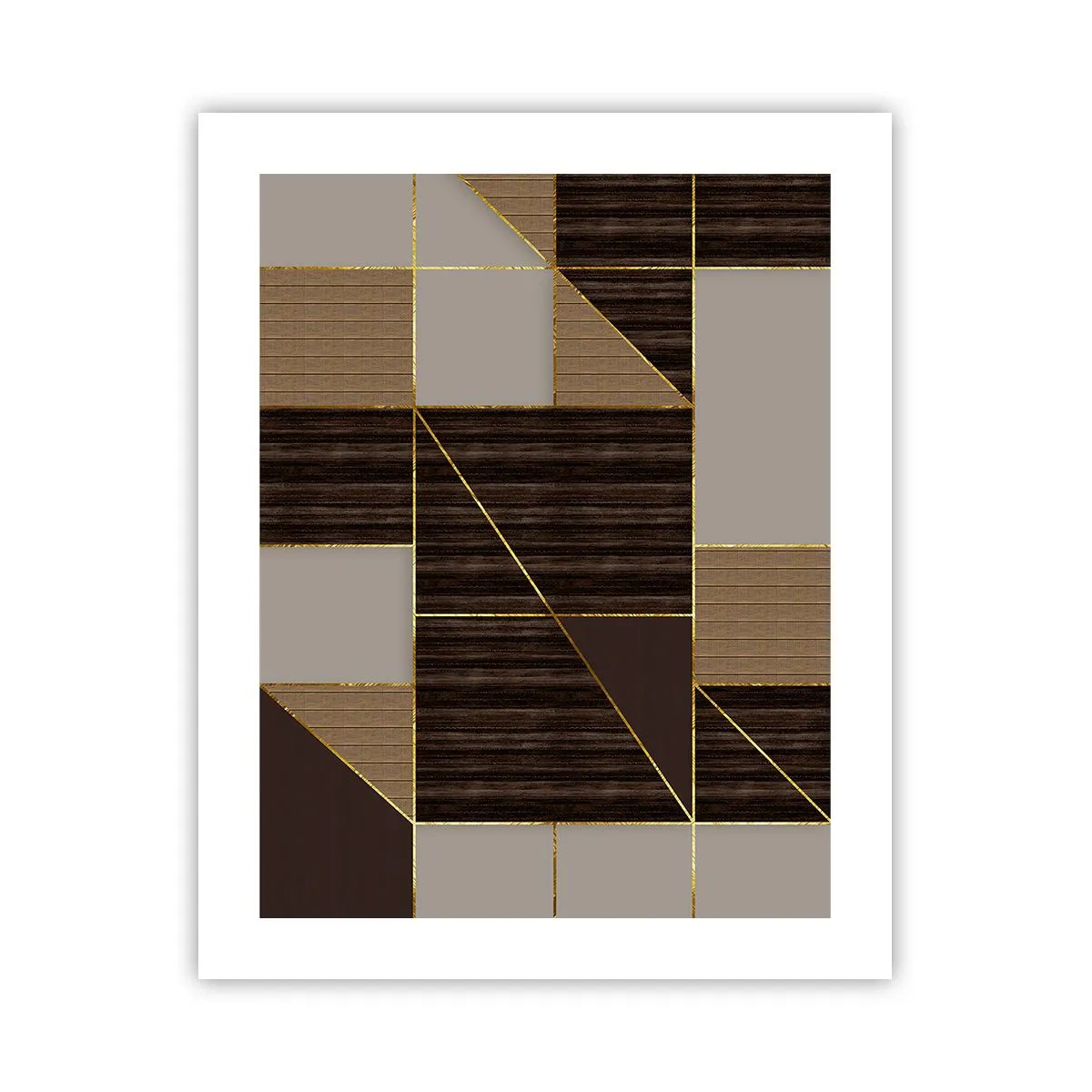 Affisch - Mosaik av brun och guld - 40x50 cm