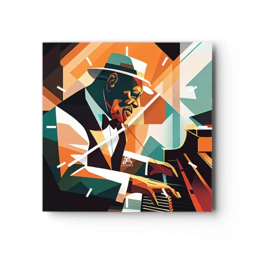 Väggklocka - Klocka på glas - Allt som är jazz - 40x40 cm
