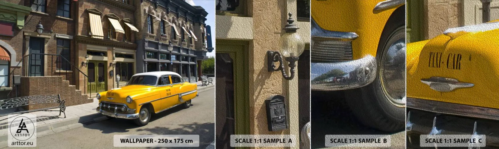 Provbit av fototapet Premium Sand - Once Upon a Time in America - Stad, Taxi, New York - 100x30 cm