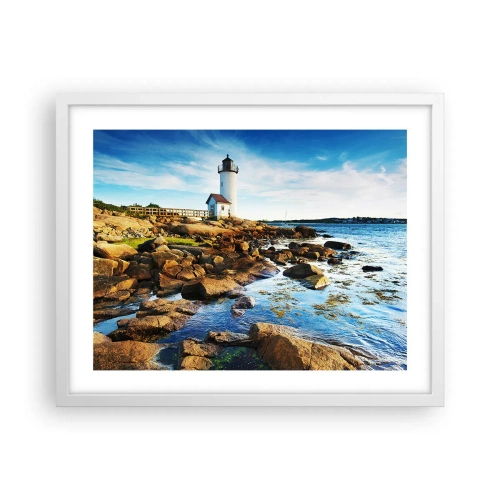 Affisch i vit ram - Kom lyckligt tillbaka, jag väntar - 50x40 cm