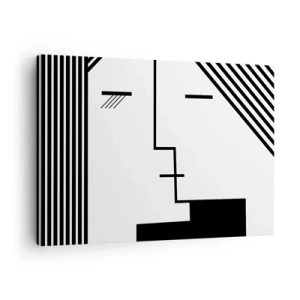 Canvastavla - Bild på duk - Geometrisk abstraktion av en kyss i svartvitt - 70x50cm - Bara en kyss - Modern väggdekoration för vardagsrum och sovrum ARTTOR