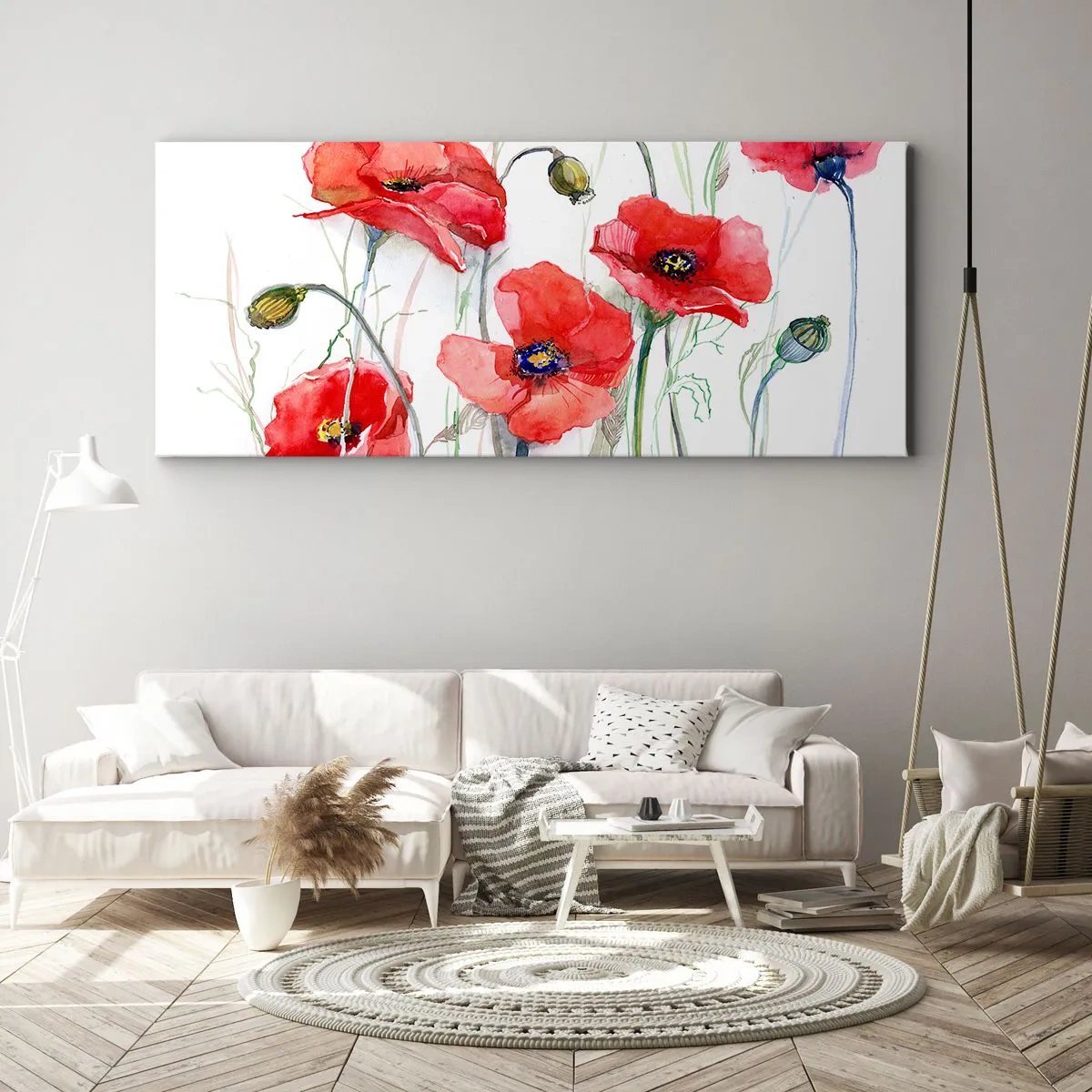 Canvastavla - Bild på duk - Polska blommor - 100x40 cm