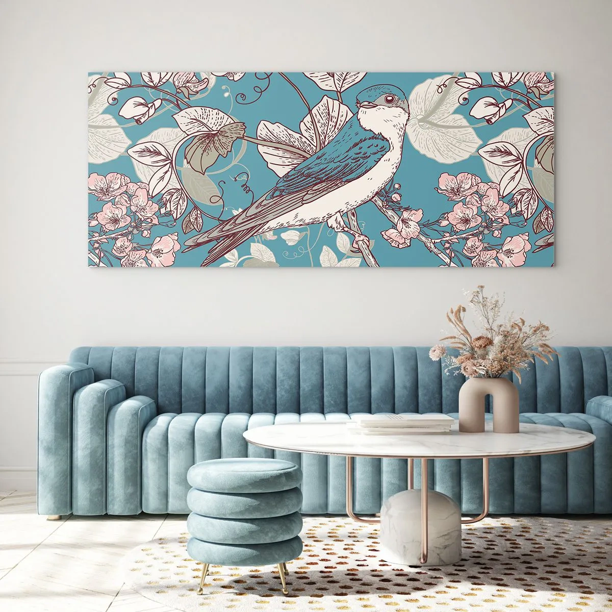 Glastavla - Bild på glas - Japansk svala - 140x50 cm