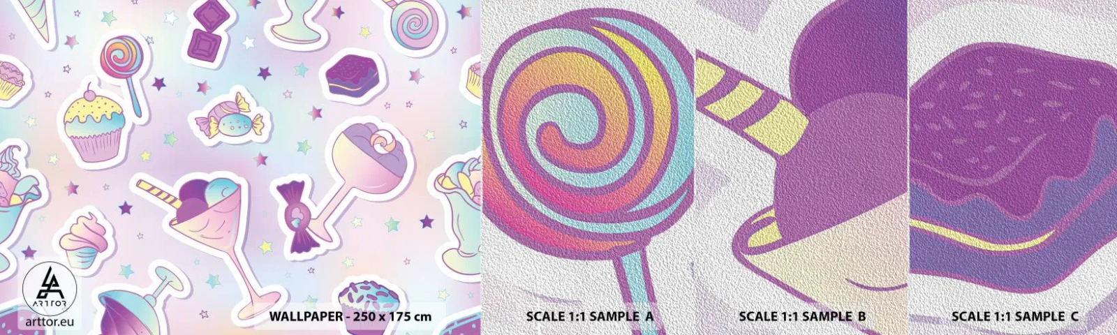 Provbit av fototapet Premium Sand - Skulle vilja ha födelsedag varje dag - För barn, Godis, Klubba - 100x30 cm