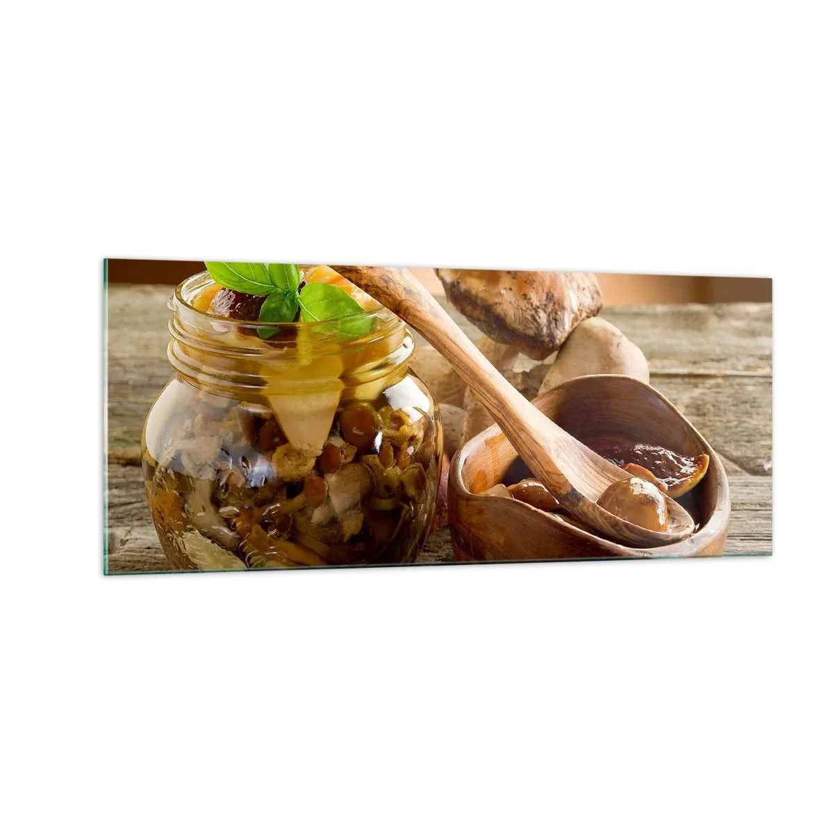 Glastavla - Bild på glas - Färsk, eller saltad, eller höstplockad... - 100x40 cm