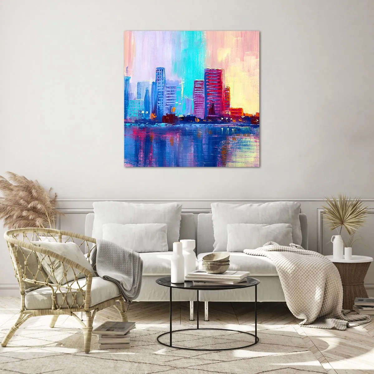 Glastavla - Bild på glas - Doppade i färger - 70x70 cm