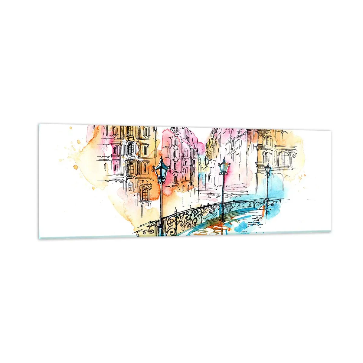 Glastavla - Bild på glas - Stadens hjärta - 90x30 cm