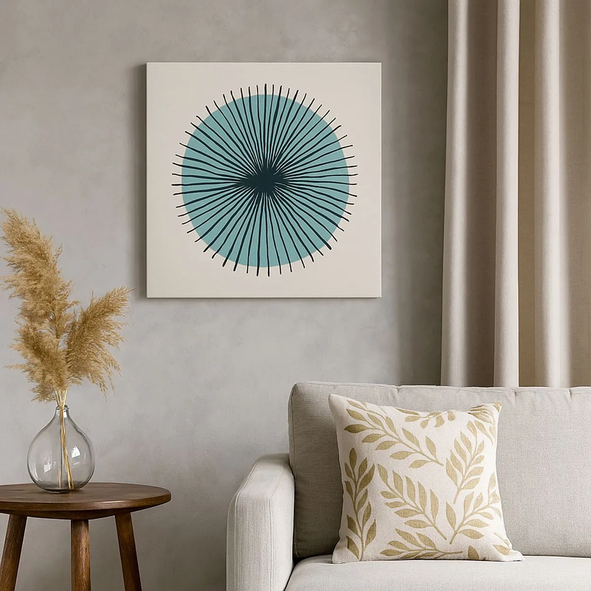 Canvastavla - Bild på duk - Radier mot blått - 30x30 cm