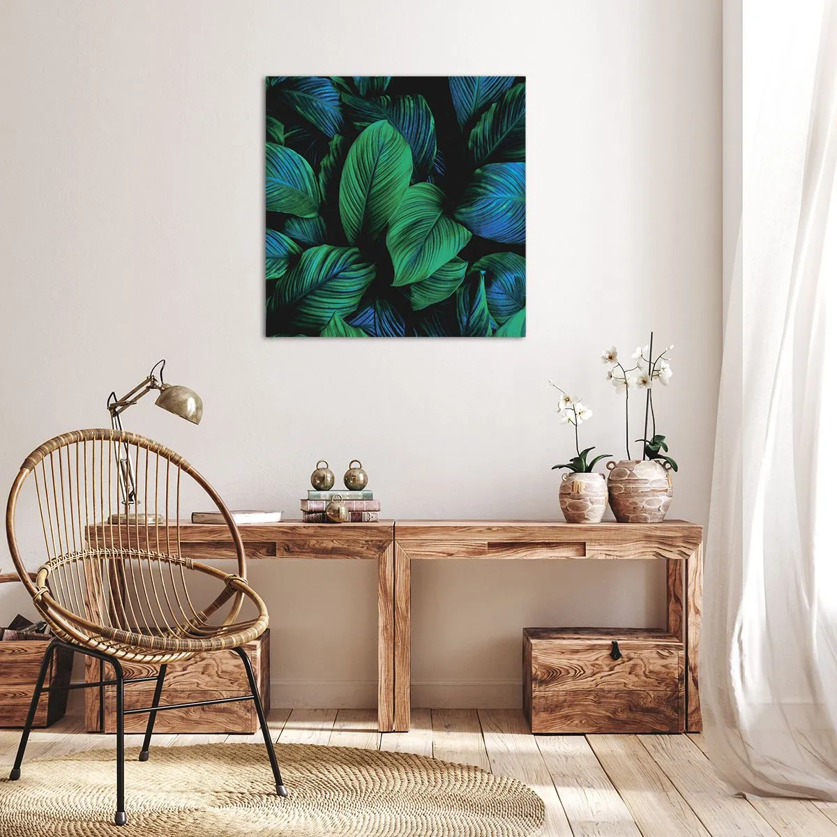 Canvastavla - Bild på duk - I gröna folkmassan - 50x50 cm