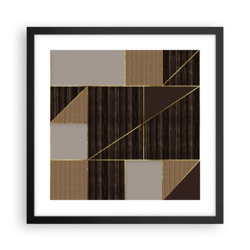 Affisch i svart ram - Mosaik av brun och guld - 40x40 cm