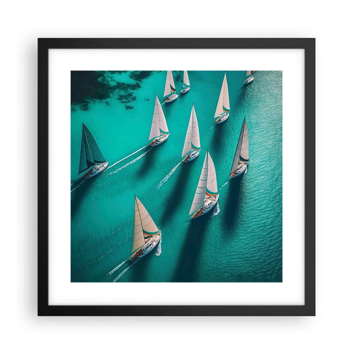 Affisch i svart ram - Tävla med vinden - 40x40 cm