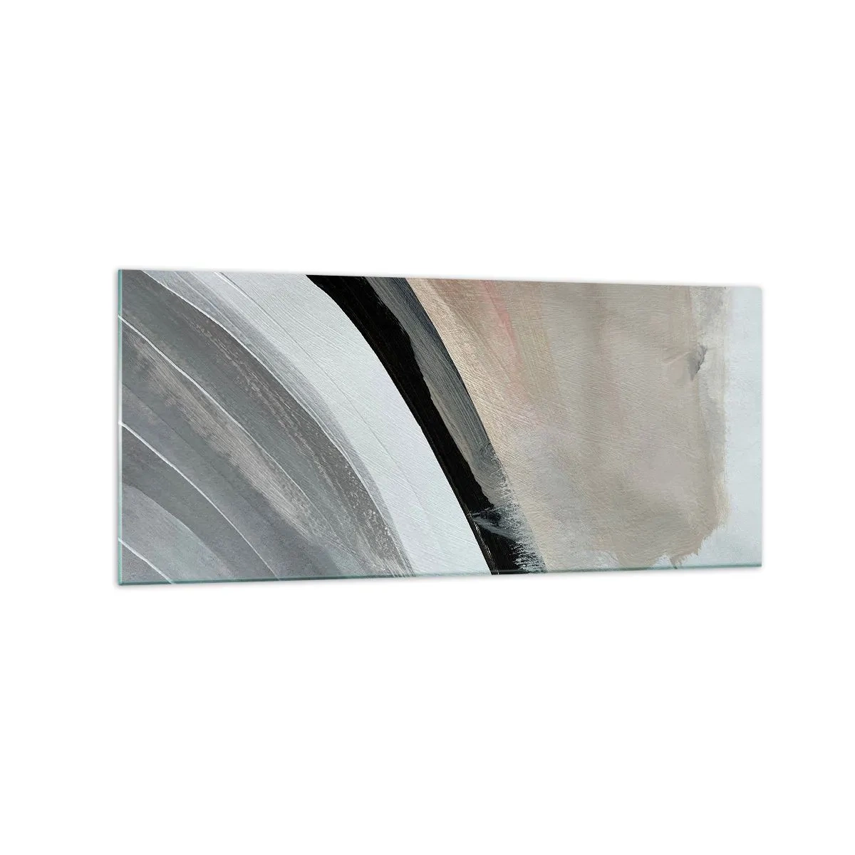Glastavla - Bild på glas - Komposition: en båge av svart och grått - 120x50 cm