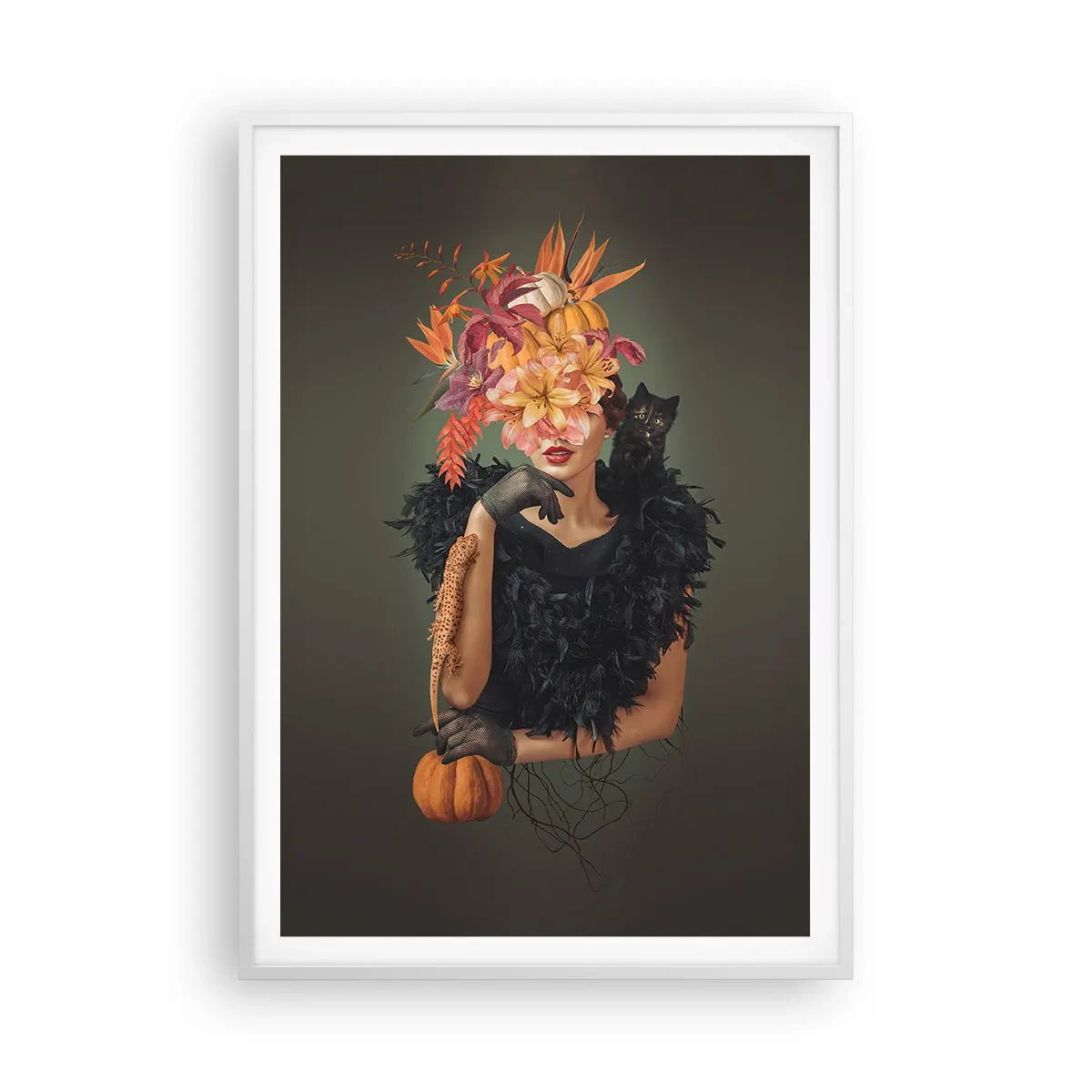 Affisch i vit ram - Häxans troll - 70x100 cm