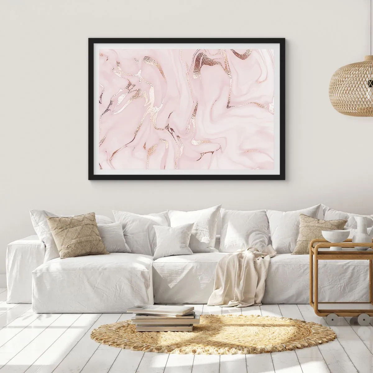 Affisch i svart ram - Rosa raseri - 70x50 cm