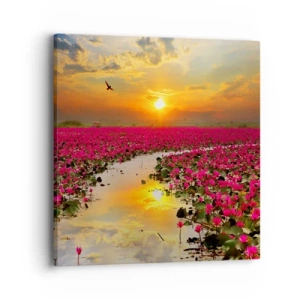 Canvastavla - Bild på duk - Sjöns hemlighetsfulla liv - 40x40 cm