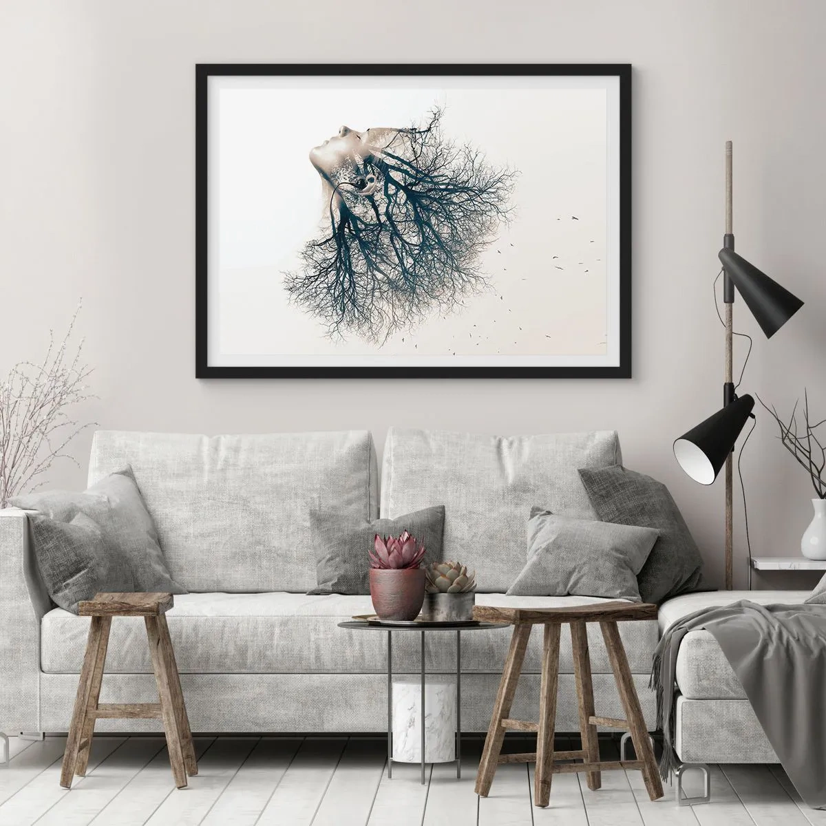 Affisch i svart ram - Lyssnar på trädens viskningar - 50x40 cm