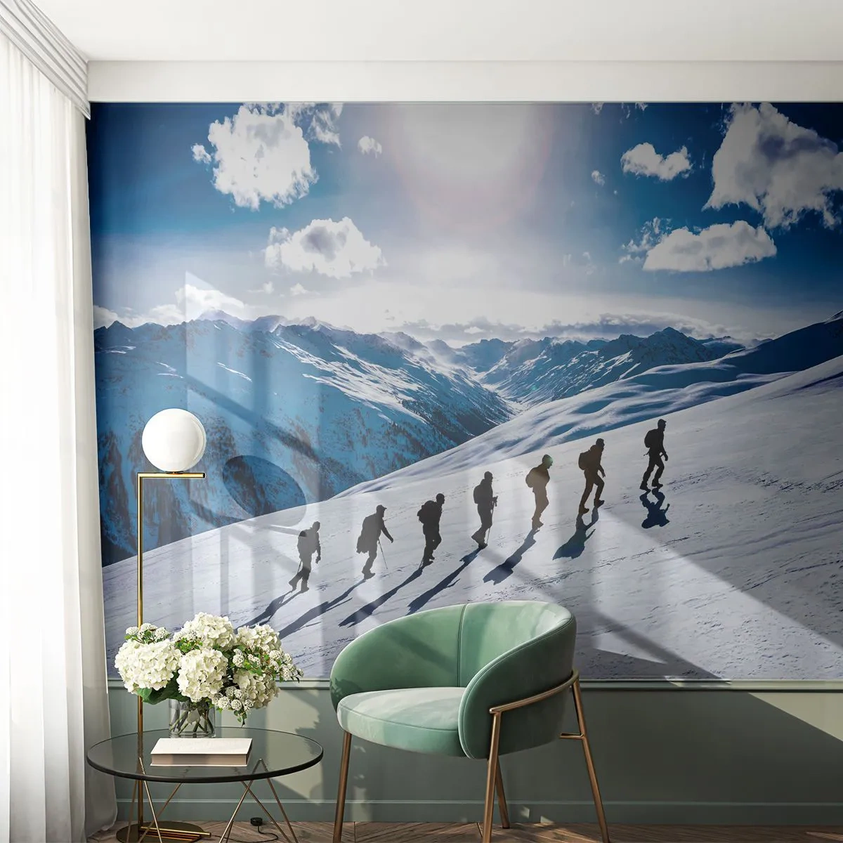 Självhäftande Fototapet Deluxe Sticker - Erövrarnas lag - Bergsvandring, Landskap, Alperna - 400x280 cm