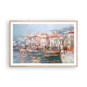 Affisch i ram av ljusek - Pastellfärgad semester - 91x61 cm