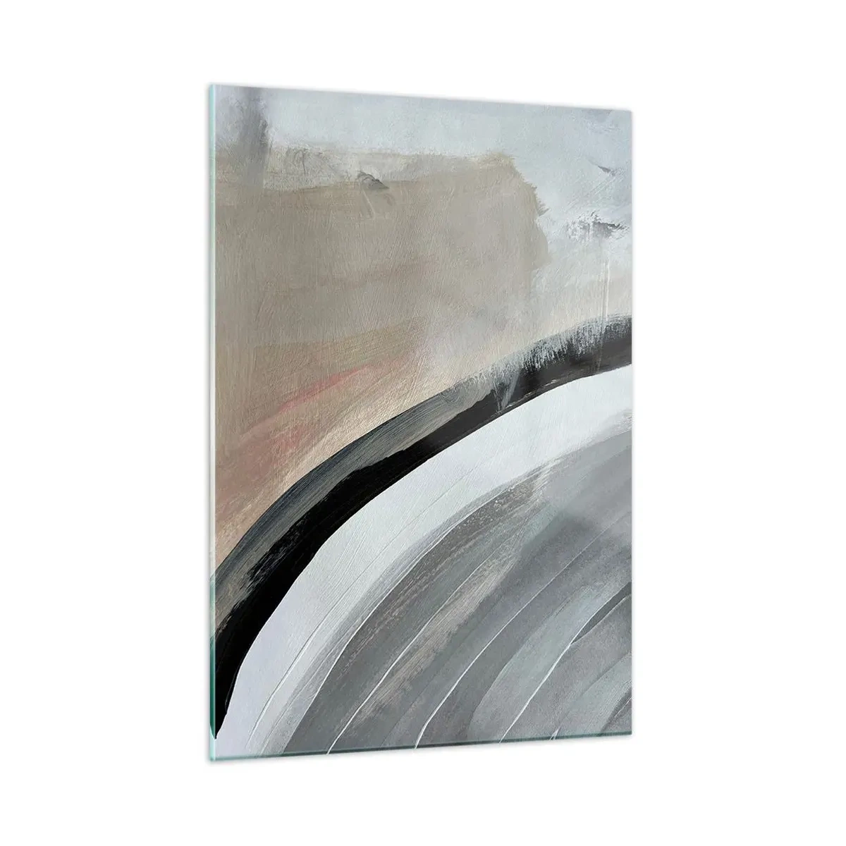 Glastavla - Bild på glas - Komposition: en båge av svart och grått - 50x70 cm