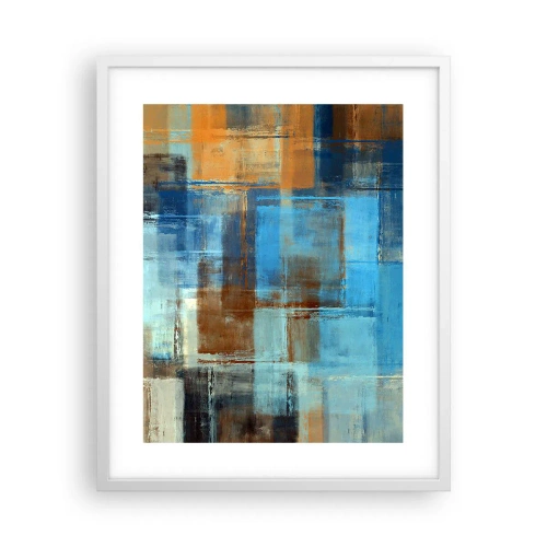 Affisch i vit ram - Genom blåa gardinen - 40x50 cm