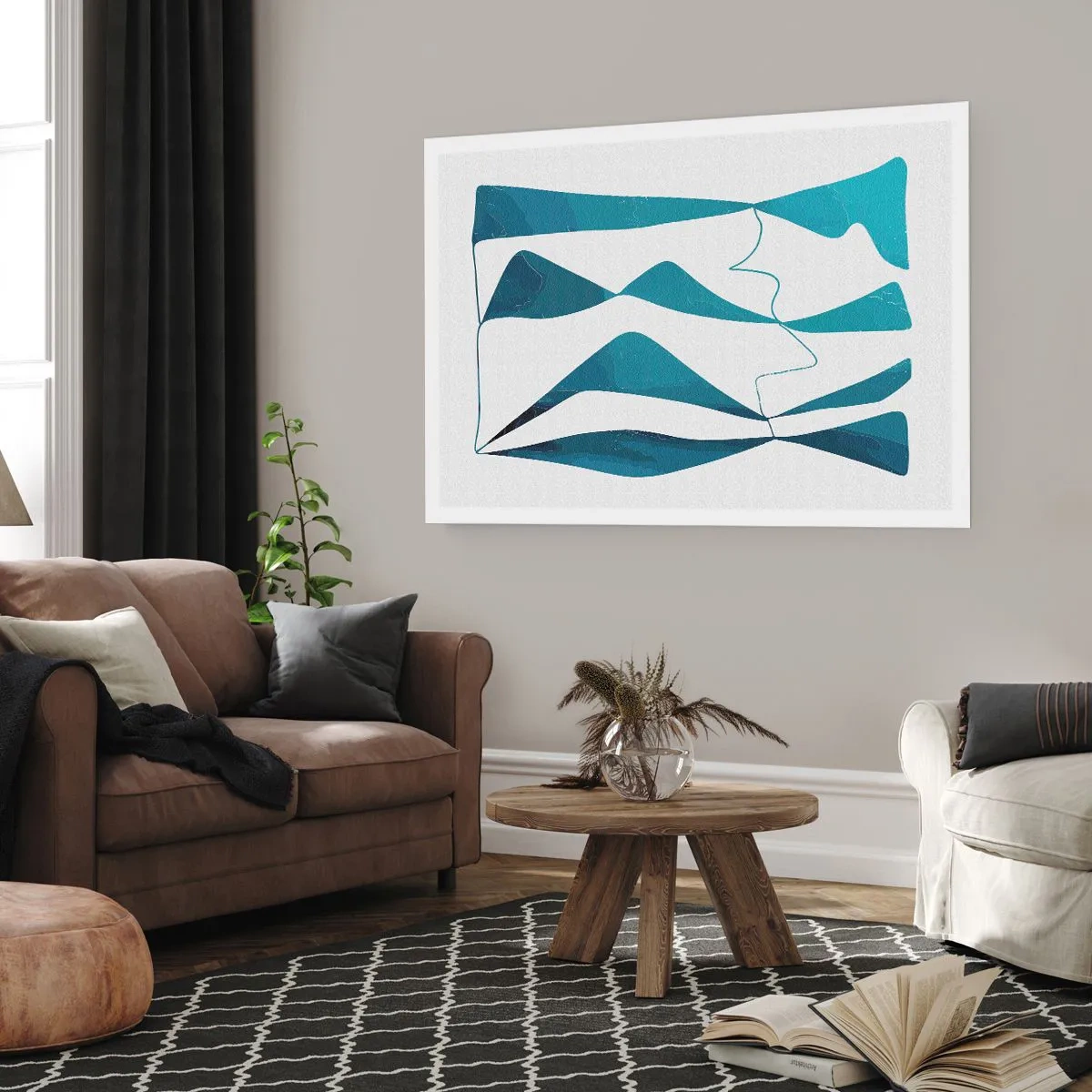 Affisch - Abstraktion: en turkos förening - 91x61 cm