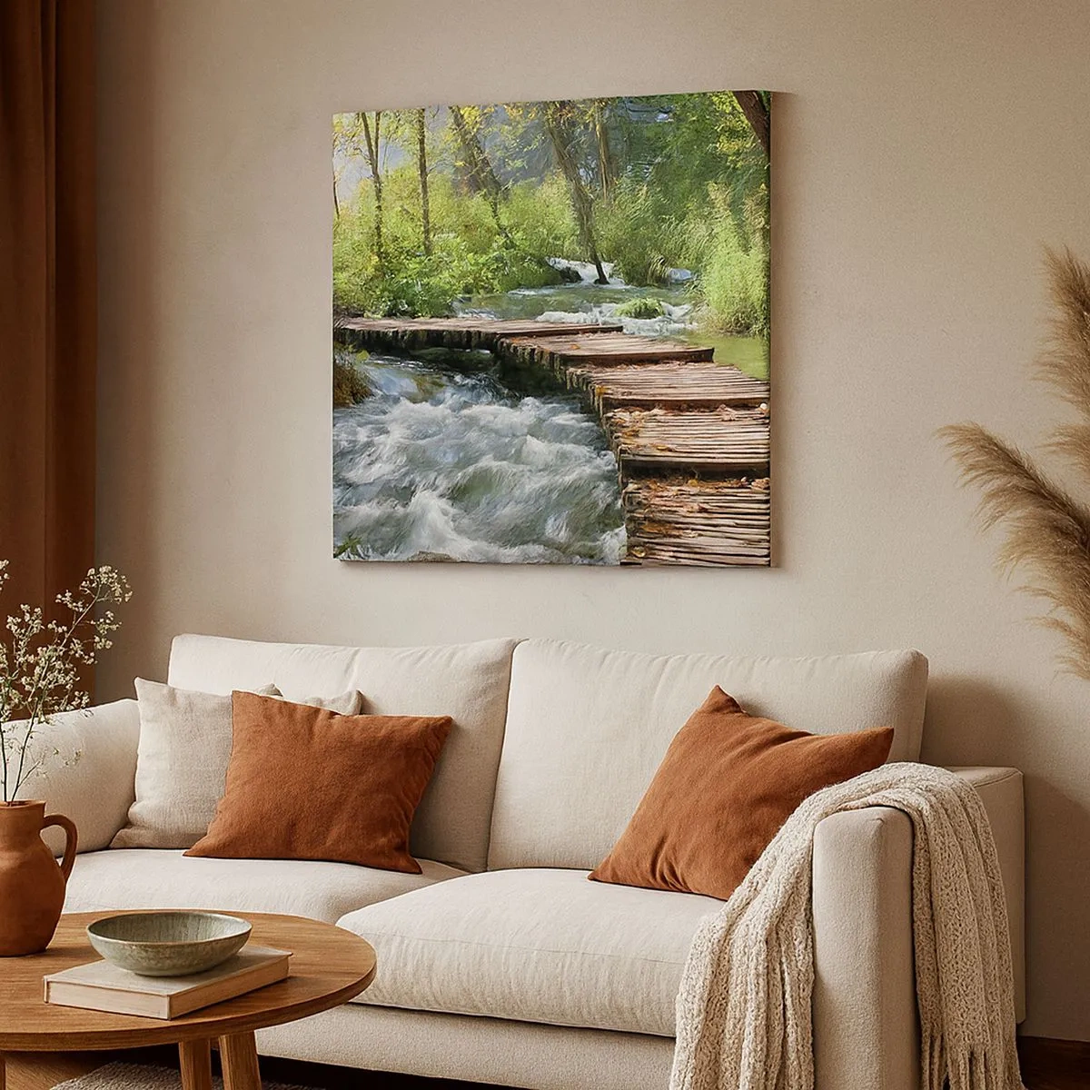 Canvastavla - Bild på duk - Över skummande kaskad - 30x30 cm