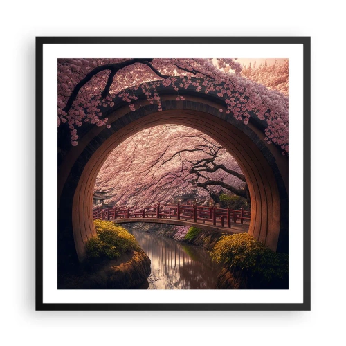 Affisch i svart ram - Japansk vår - 60x60 cm