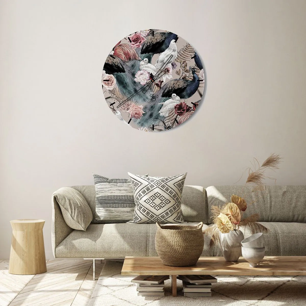 Väggklocka - Klocka på glas - I palatsträdgården - 40x40 cm